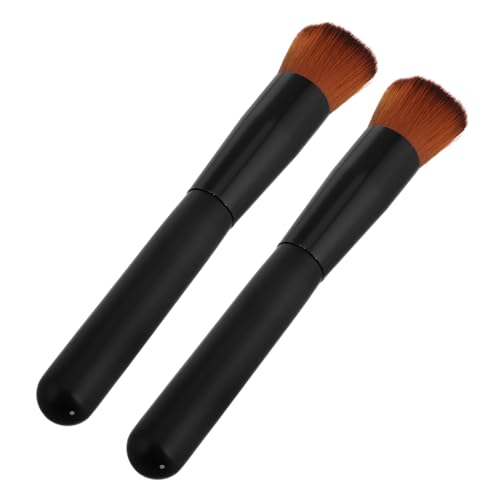 Baluue Liquid Makeup Brush Set Flat Foundation Brush Professional Makeup Tools Soft Bristles for Travel Easy to Clean 2pcs Black