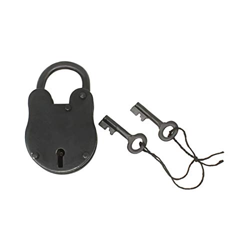 Image of Nautical Cove Antique Solid Iron Lock with Skeleton Keys - Pirate Treasure Lock (3 inch)