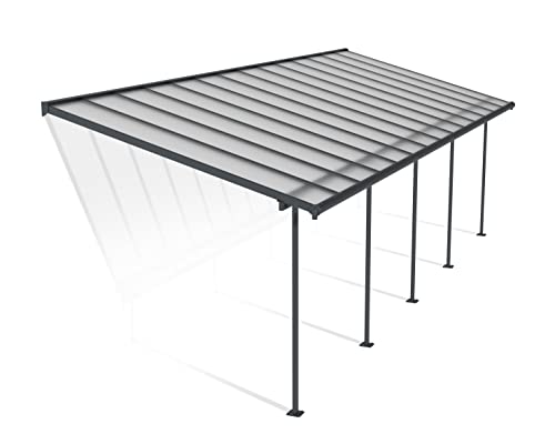 Image of Palram Canopia Sierra Patio Veranda 3x8.51 Garden Canopy - Aluminum Lean to Pergola (3x8.51, Grey)