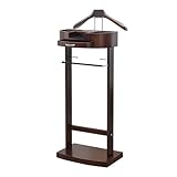 Valet Stand multifonctionnel, porte vêtements en bois massif avec base et support de pantalon Valet Stand,Valet de vêtements debout au sol