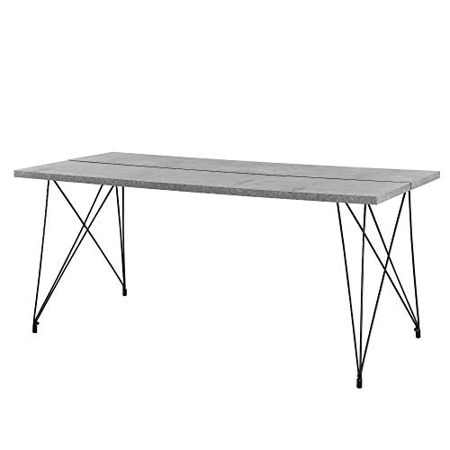 [en.casa]® Mesa de Comedor para 6 Personas 178 x 78 x 77 cm Diseño Acero MDF Efecto hormigón