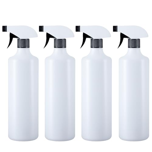 HR Hogar - Botella Spray Pulverizadora de 1 Litro Pack 4 unds - Hecho en España - Botella Aerosol de Polietileno de Alta Densidad (HDPE) Resistente y Reciclable - Boquilla Regulable