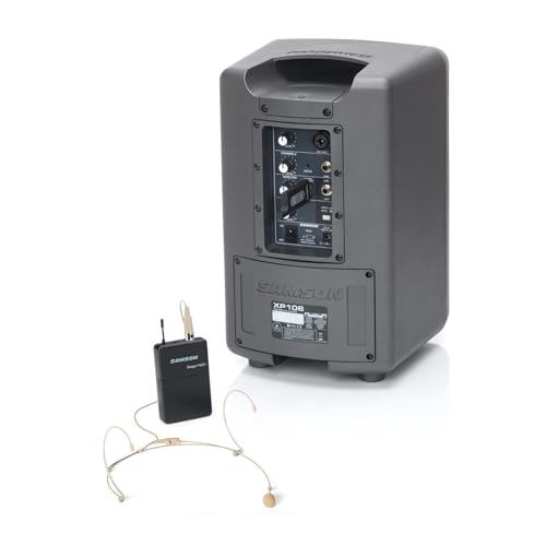 Image of SAMSON XP106WDE 6 inch Portable Rechargeable Bluetooth Powered PA DJ Speaker+Headset