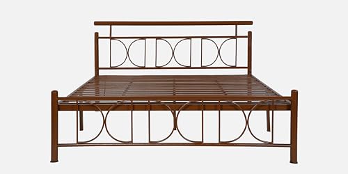 Image of Mexo Metal King Size Bed Without Storage | Wrought Iron Double Bed with Headboard & Footboard | Sturdy Powder Coated Platform Bed King Size Cot for BedroomLivingRoom Brown (75x72)