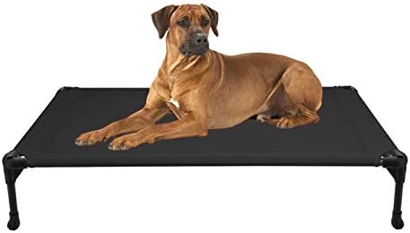 veehoo Cooling Elevated Dog Bed - Portable Raised Pet Cot with Washable & Breathable Mesh, No-Slip Rubber Feet for Indoor & Outdoor Use, Oversize Package, Large, Black
