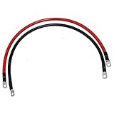 A-Team Performance 4 AWG M8 Lug Battery Cable Set - Universal Positive Battery Cable for Automobiles & RVs - Insulated Positive & Negative Wire with Heat Shrink - 24 In, Pack of 2