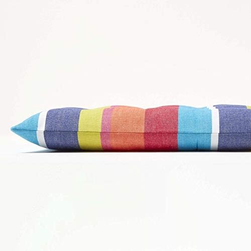 HOMESCAPES Multi-Colour Stripe Garden Bench Cushion 3 Seater Seat Pad for Patio Furniture Kitchen or Dining Bench Indoor & Outdoor Use Comfortable 100% Cotton Thick Cushion 143 cm Wide