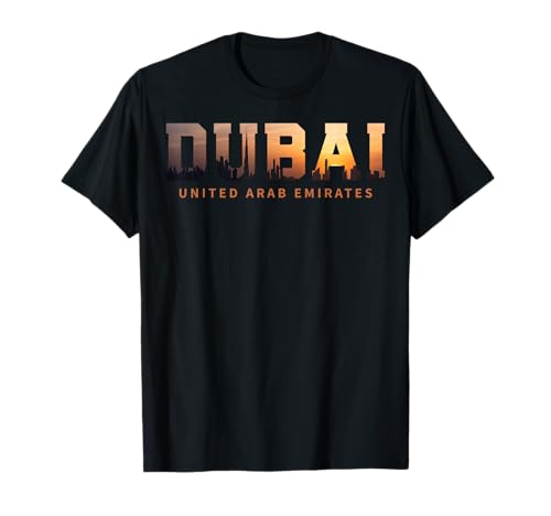 Vintage Dubaï Emirats Arabes Unis Iconic Skyline Silhouette Souvenir T-Shirt