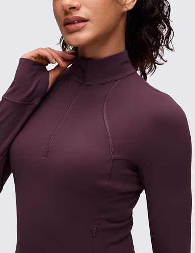 Image of CRZ YOGA Butterluxe Half Zip Crop Top | Workout, Extremely Soft, Slim Fit, Thumbholes, Side Pocket, Long Sleeve Shirts for Women