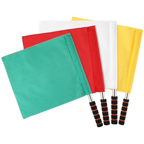Sports Referee Flags 4pcs Events Referee Flags Sponge Handle for Soccer Volleyball Football Track Match Mixed Color
