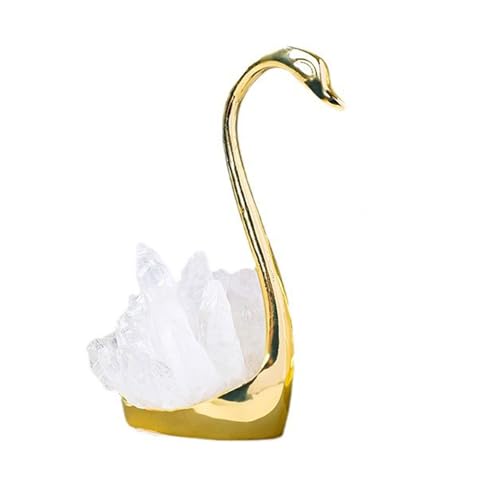 White Crystal Cluster Swan Decor for TV Cabinet, Wine, Bookshelf, Wedding Gift, Feng Shui,B Gemstone Stone
