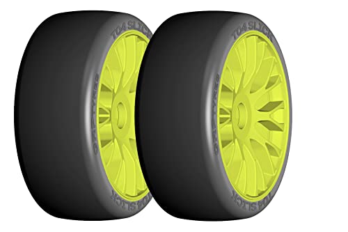 GRP GTY04-XM3 1:8 GT New Slick Soft Yellow 20 Spoke Rubber Tires (2)