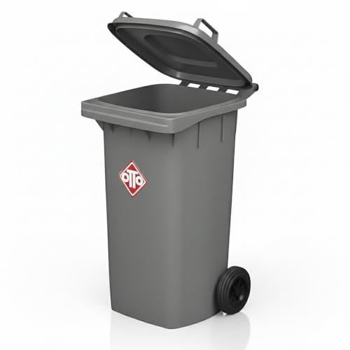 Image of OTTO Plastic Manual-Lift Garbage Waste Dustbin with Wheels 120 Ltr Grey