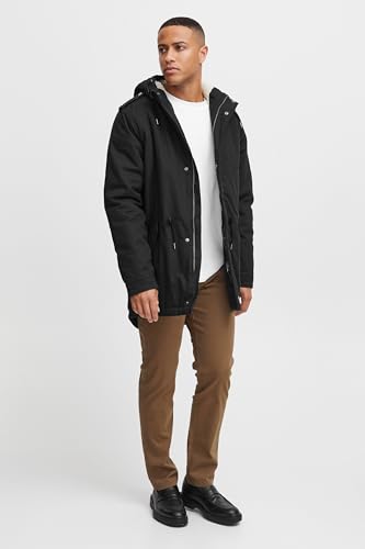 !Solid SDDarnell Herren Winterjacke Parka Mantel gefüttert mit Teddy-Futter Kapuze Kordelzug Druckknöpfe Baumwolle Regular fit, Größe:L, Farbe:Black (9000)