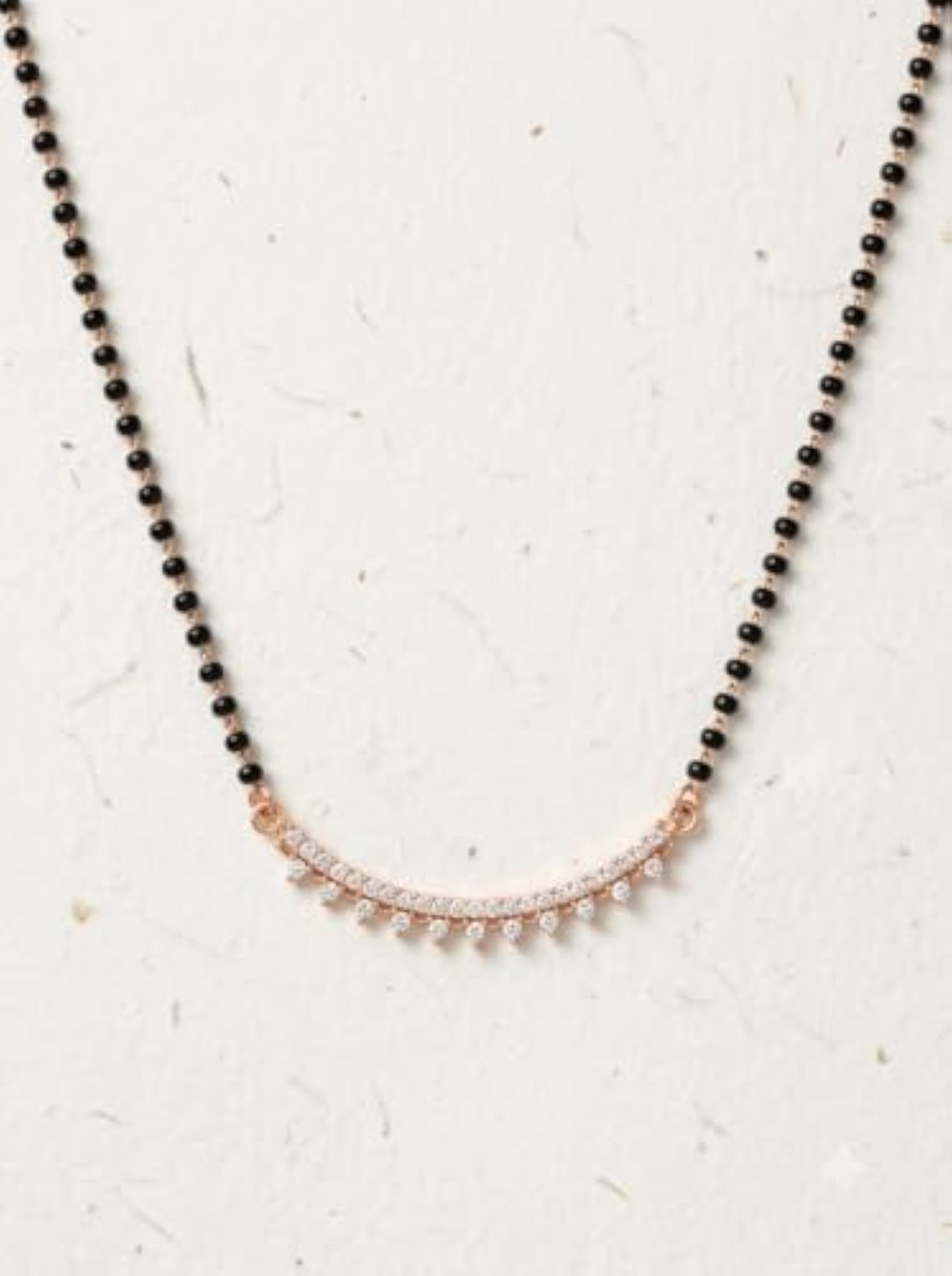 Women's Rose Gold Mangalsutra with Black Bead Chain
