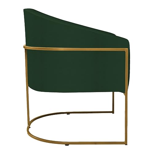 Poltrona Decorativa Sala de Estar Recepção Luiza Base de Ferro Dourado Suede Verde - Amarena Móveis