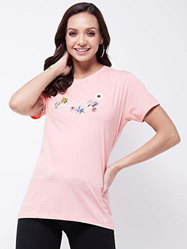 Image of Modeve Women Printed Cotton Blend Half Sleeve Round Neck T-Shirt for Summer