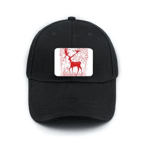 Casquette de baseball noire avec broderie cerf de dessin animé rouge