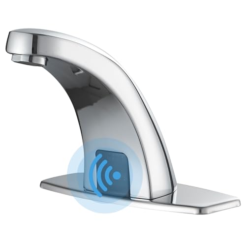 BWE Chrome Touchless Bathroom Sink Faucet with Temperature Control Mixing