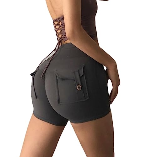 Pdxnyxx Aesthetic Workout Shorts Womens Aesthetic Yoga Shorts with Pockets for Women Athletic Shorts for Women, Grey, M