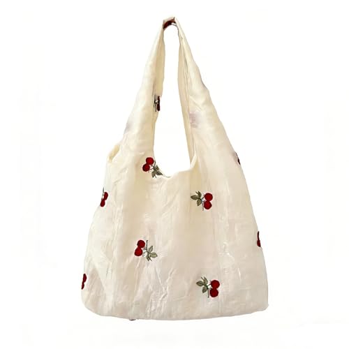 Bolso blanco bordado con cerezas para mujer miniatura 1