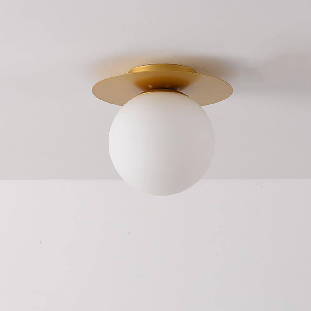 7.87in(20cm) Round Glass and Iron Ceiling Light LED Flush Mount Close to Ceiling Light Fixture,for Cloakroom Closet Bathroom Hallway Balcony Passage Stairs
