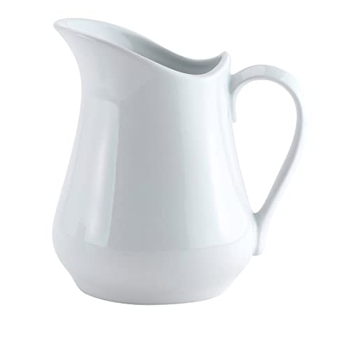HIC Kitchen Creamer Pitcher With Handle, Fine Porcelain, 8-Ounce Capacity, For Coffee, Tea, Dressings, Sauces
