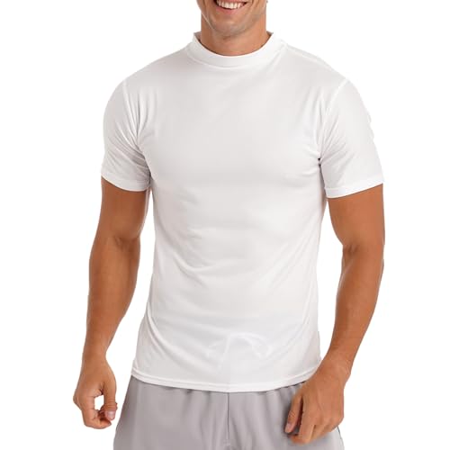 T-Shirt Homme à Col Montant - Manches Courtes - Slim & Respirant - Polycoton - Neuf Sans Étiquette