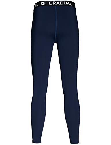 G Gradual Boys' Compression Pants Youth Thermal Base Layer Fleece Tights Sports Basketball Leggings For Boys (Navy Blue, Medium) #TOP4