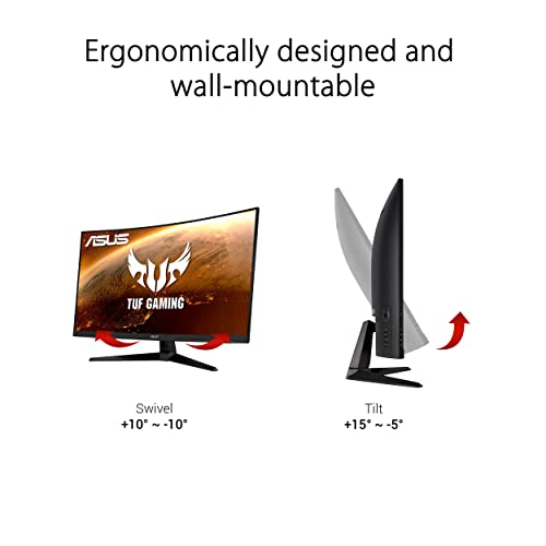 TUF Gaming VG27WQ1B Curved Gaming Monitor, 27" WQHD (2560x1440), 165Hz(Above 144Hz), Extreme Low Motion Blur, Adaptive-sync, FreeSync Premium, 1ms (MPRT), HDR10 - Monitor - Immagine 4
