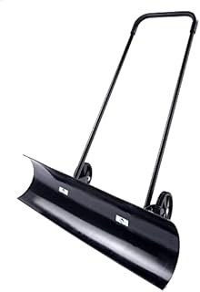 CRESCO Heavy Duty Snow Plough - 96cm | With Plastic Blade & Traction Wheels | Plastic Scoop Suitable for Ice, Snow, Car Driveway Grit or Salt Spreader, Walkway, Deck, Patio & Paths | Black
