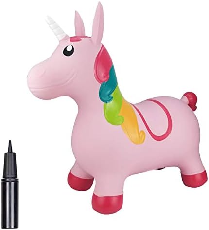 Inflatable Animal Bouncy Ride On Hopper (Pump Included) (Pink Uni...