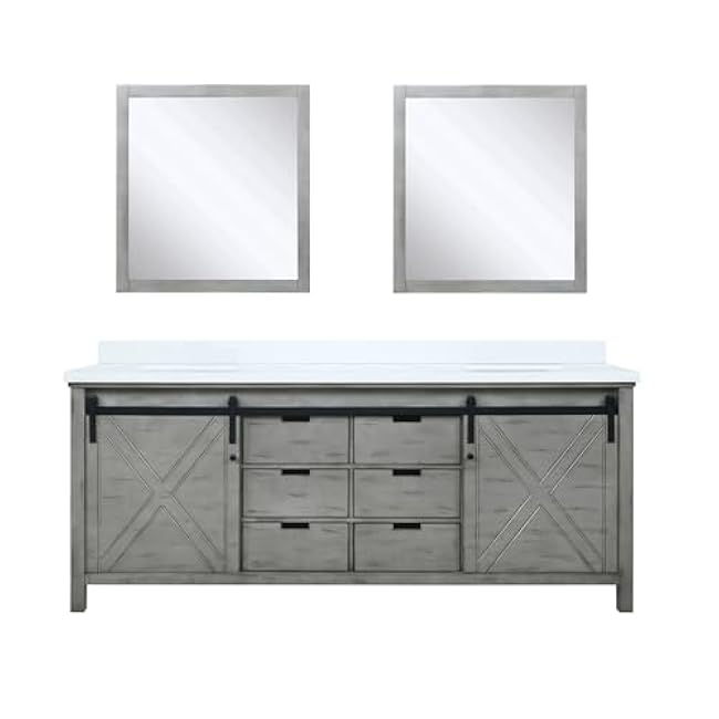 Maximize Bathroom Storage with Dual Vanity Set, Includes Two Mirrors, Durable Wood Construction, Ash Grey Finish