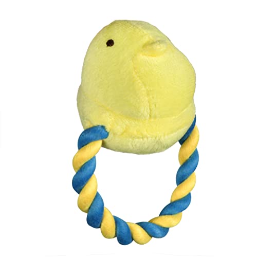 Peeps for Pets Plush Chick Rope Pull Toy for Dogs Squeaker Dog Toy - Yellow/Blue