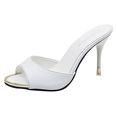 High Heels Sandals for Women Women Rubber Sandals Sandals Leather Comfort Sandals for Women Heeled Sandals Beach Sandals Summer Party Wide Width Sandals for Women Sandal Heels Dress Sandals(White,5)
