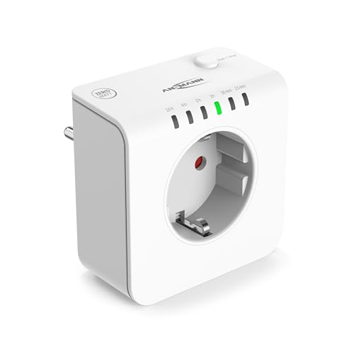 ANSMANN Zeitschaltuhr, kompakte Timer-Steckdose mit Countdown, Weihnachtsdeko, kein Standby Verbrauch, weiß, 3680 W, für Innenbereich