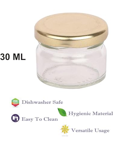 Image of Somil Transparent Glass Storage Jar Set for Kitchen Storage | Food-Grade Containers for Spices, Dry Fruits & Snacks | 30 Ml Each | Pack of 4 | Size 4.3 X 4.3 X 4 Cm -AS837