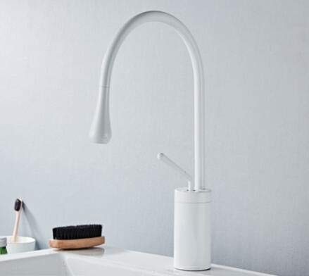 Robinet d'eau froide et chaude blanc court pour optimiser petit lavabo