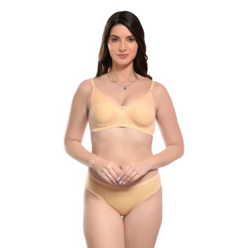 Image of SGC Women Cotton Blend Lingerie Set||Lightly Padded Wirefree Bra & Panty Set||Bridel Set for Women & Girls