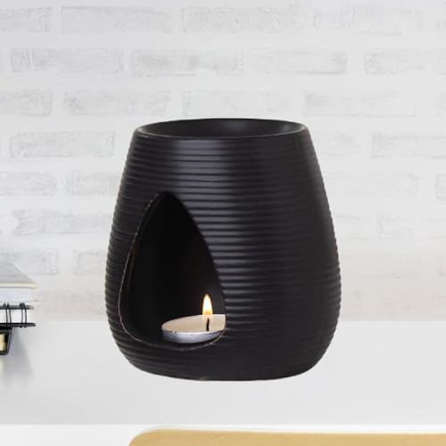Porte-candélabre diffuseur d'encens ornement en céramique noire géométrique - 6