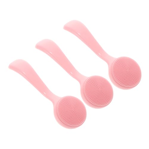 GALPADA 3pcs Handheld Face Cleaning Brush Soft Silicone Scrubber for Women Effortless Facial Cleansing Tool Pink for Gentle Skin Massage and Deep Cleansing