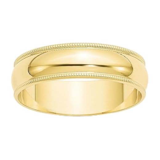 10k Yellow Gold 6mm Milgrain Plain Classic Dome Wedding Band Ring Size 7