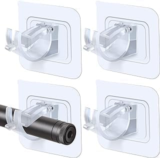 PAVITYAKSH Hook Pipe Holder 4PCS Self Adhesive Curtain Rod Holder, Curtains Bracket Crossbar Hook Self Adhesive Rods Holder for Bathroom and Kitchen (Transparent)-image-20
