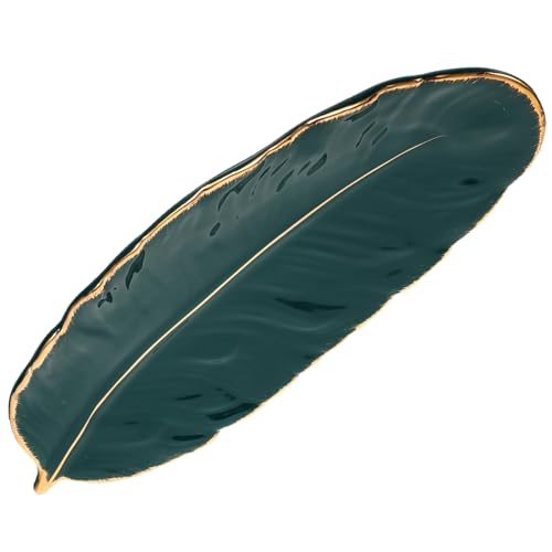 Hoement Plat En Céramique Feuille De Bananier Vert Foncé S, Vaisselle Festive, Assiette à Collation, Décorative, Pour Repas, Fête Et Banquet, Pièce Unique