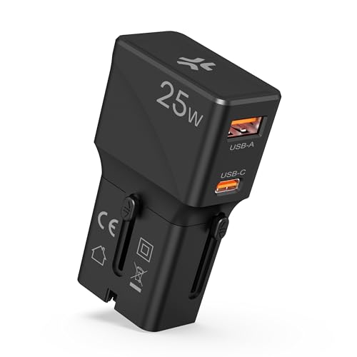 Adaptateur de voyage universel multi prise double USB chargeur secteur compact Celly 25W