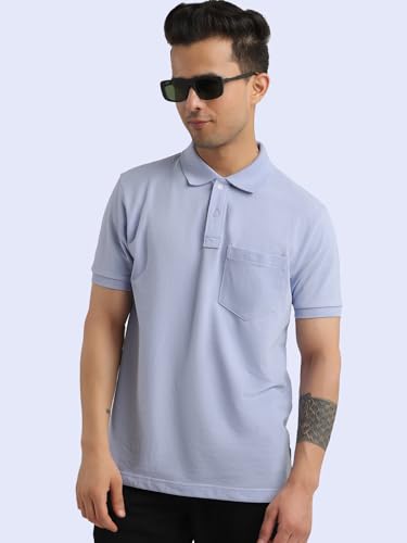 Image of Rupa Bumchums Men Super Combed Cotton Solid Half Sleeve Club Collar Polo Regular Fit T-Shirt with Chest Pocket
