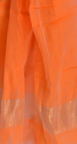 Image of YOUTHQUAKE Women's Chanderi Plain Silk Dupatta with Golden Border & Tassels