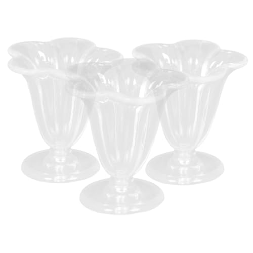 VICASKY Lot de 3 coupes de simulation en verre - Mini gobelets à bière - Mini gobelets à glace - Verres en plastique - Mini décorations de maison - Pour crème glacée - Chope à bière - Décorations