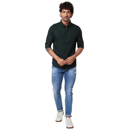 Image of Spykar Men's Regular Fit N /A Full Sleeve Solid Casual Shirts