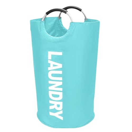 BRARIOS ランドリーバスケット 大容量115L 洗濯かご 折りたたみ 撥水加工 自立式 耐荷重15KG 取っ手付き 家族用 まとめ洗い・コインランドリー対応 (レイクブルー)